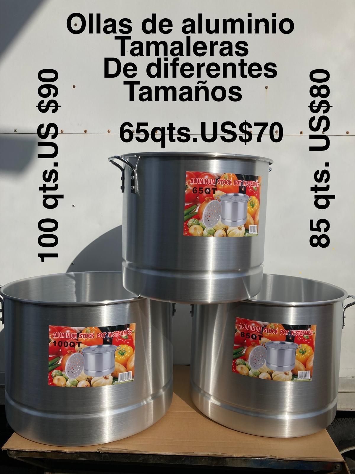 Ollas Tamaleras De Aluminio Y Acero Inoxidable De Diferentes Tamaños 