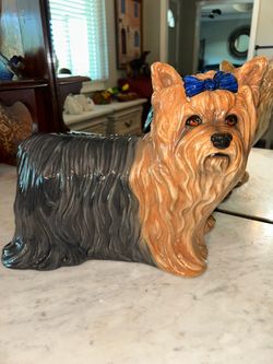 Vintage Townsends Ceramic Yorkshire Terrier Statue Signed