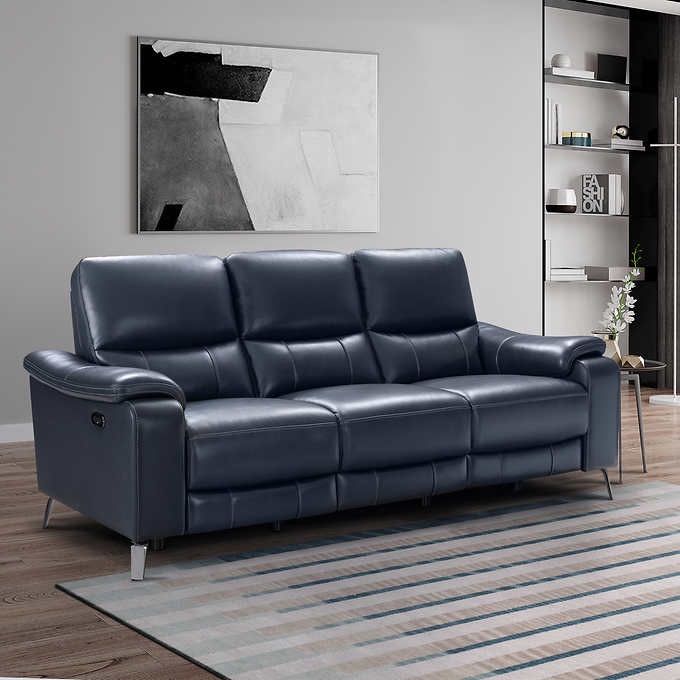 Indigo Leather Reclining Sofa
