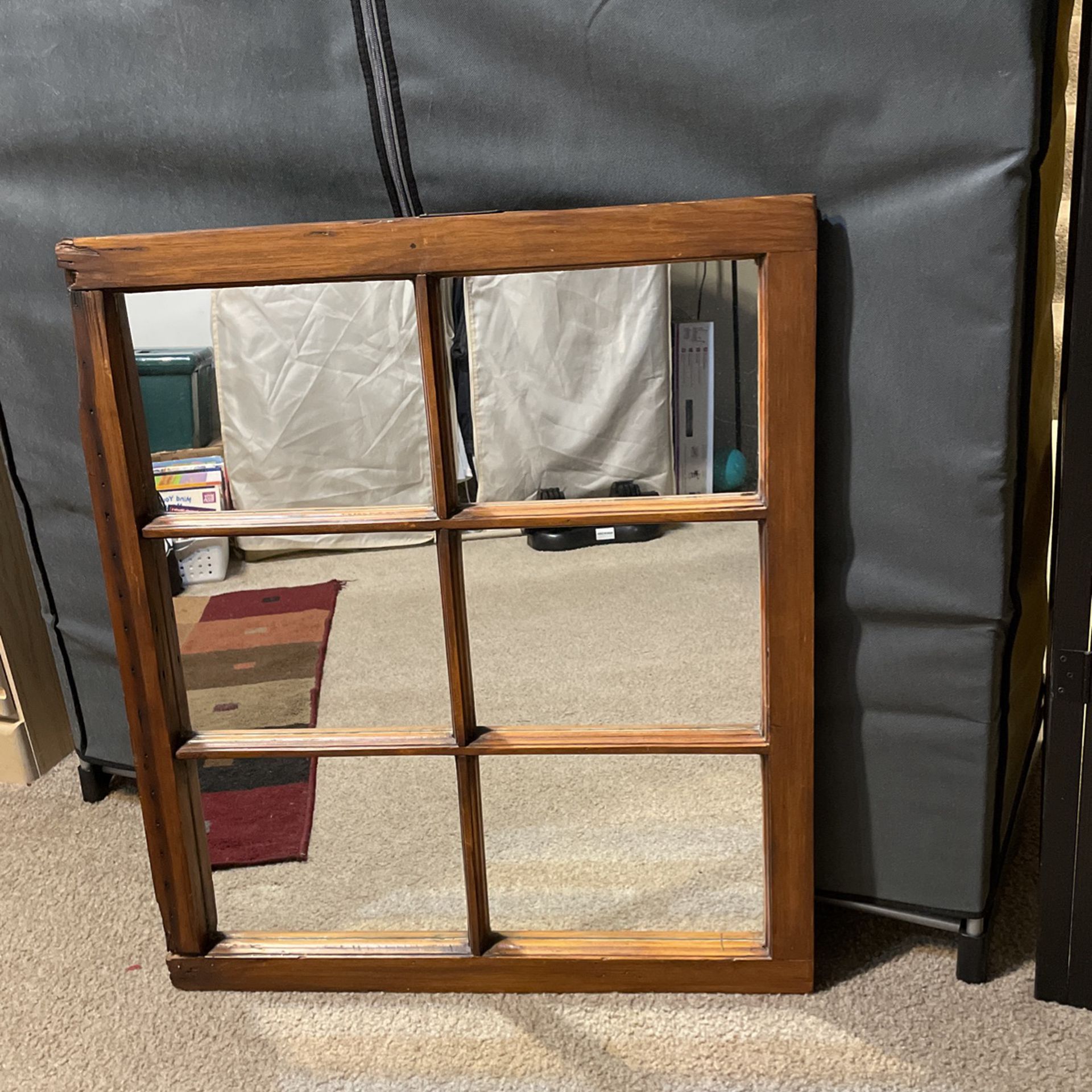 Mirror — Solid Wood Window Circa 1927 For Accent Wall, Living, Dining, Entry, Foyer