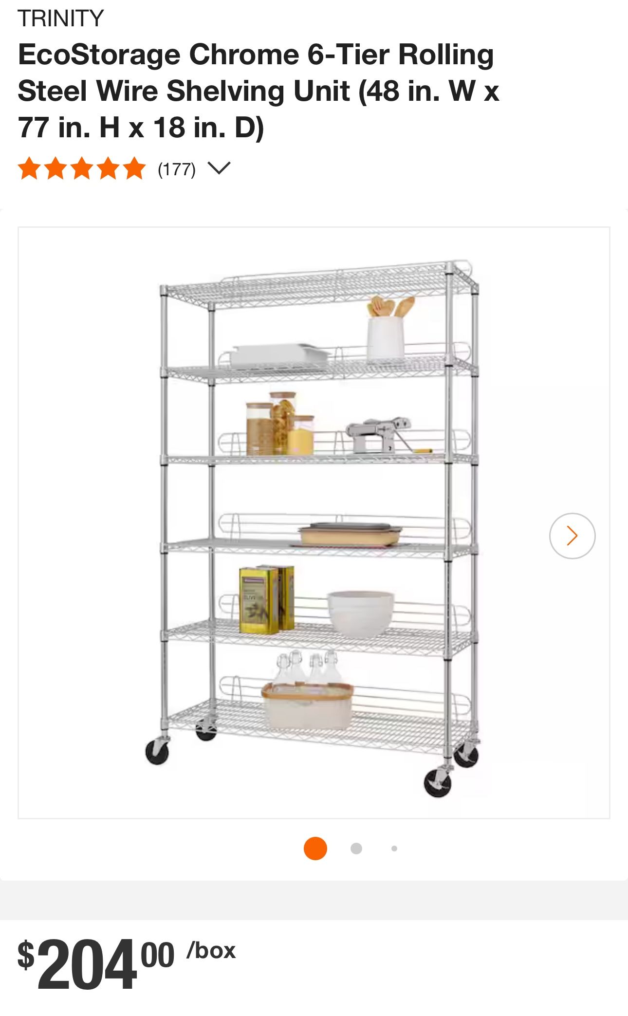 EcoStorage Chrome 6- Tier Rolling Steel Wire Shelving Unit