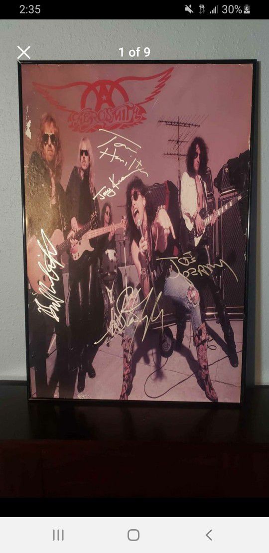 Rare Vintage 1993 Signed Aerosmith "Live Stock" Get A Grip Promo Poster With COA