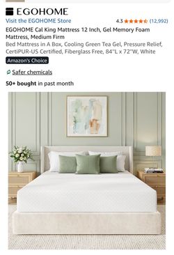 EGOHOME Cal King Mattress 12 Inch, Gel Memory Foam Mattress, Medium Firm