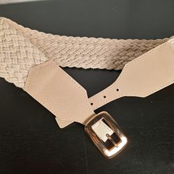 Elastic Wide Corset Belt Female Gold Buckle Cinch Woven Waistband Belts Med 26"