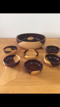 Original wood seven piece salad bowl set