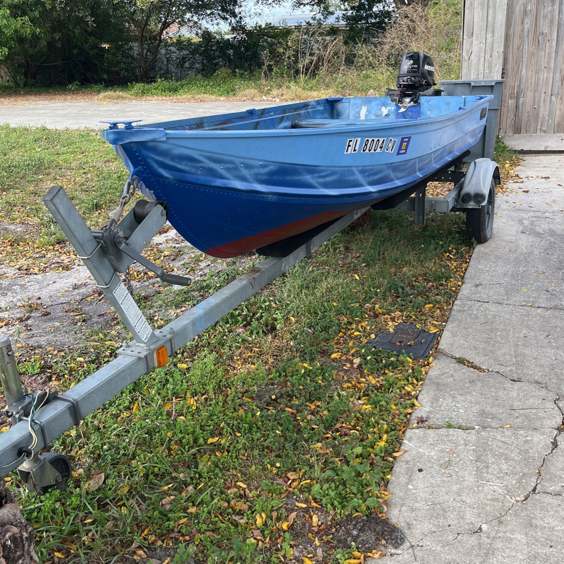 14 ft Sears GAMEFISHER Boat with 4 Stroke 6Hp Mercury Engine. for Sale