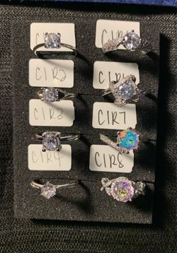 ADJUSTABLE RINGS SIZES 6-10 MOISSANITE and STERLING SILVER