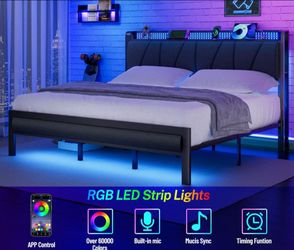 KING Bed Frame with RGB LED Lights