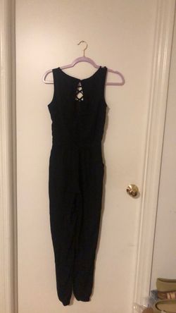 Black Sleeveless Jumpsuit with Lace-Up Back