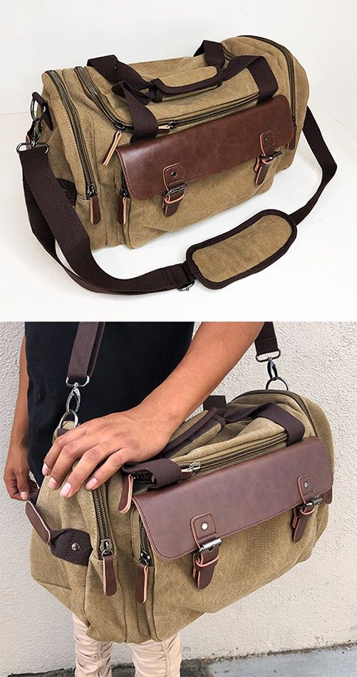Brand New $20 Mens Vintage Travel Duffel Bag Hand Gym Sports Shoulder Strap Backpack 18x9x11”