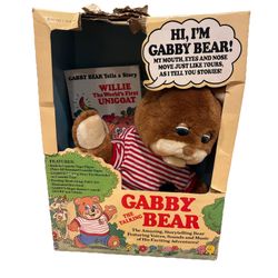 Gabby the Talking Bear Storytelling Toy w Books Tapes Box 1980s As Is Untested