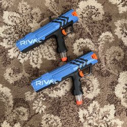 2 Nerf Rival  XV-700 Apollo Blue Blaster Ball Dart Guns NERF BLASTER With CLIPS