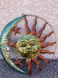 Colorful Metal Moon Sun Stars Southern SW Wall Decor Outdoor IndoorYard Balcony Garden Porch