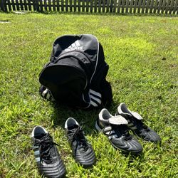 Adidas soccer backpack and soccer cleats