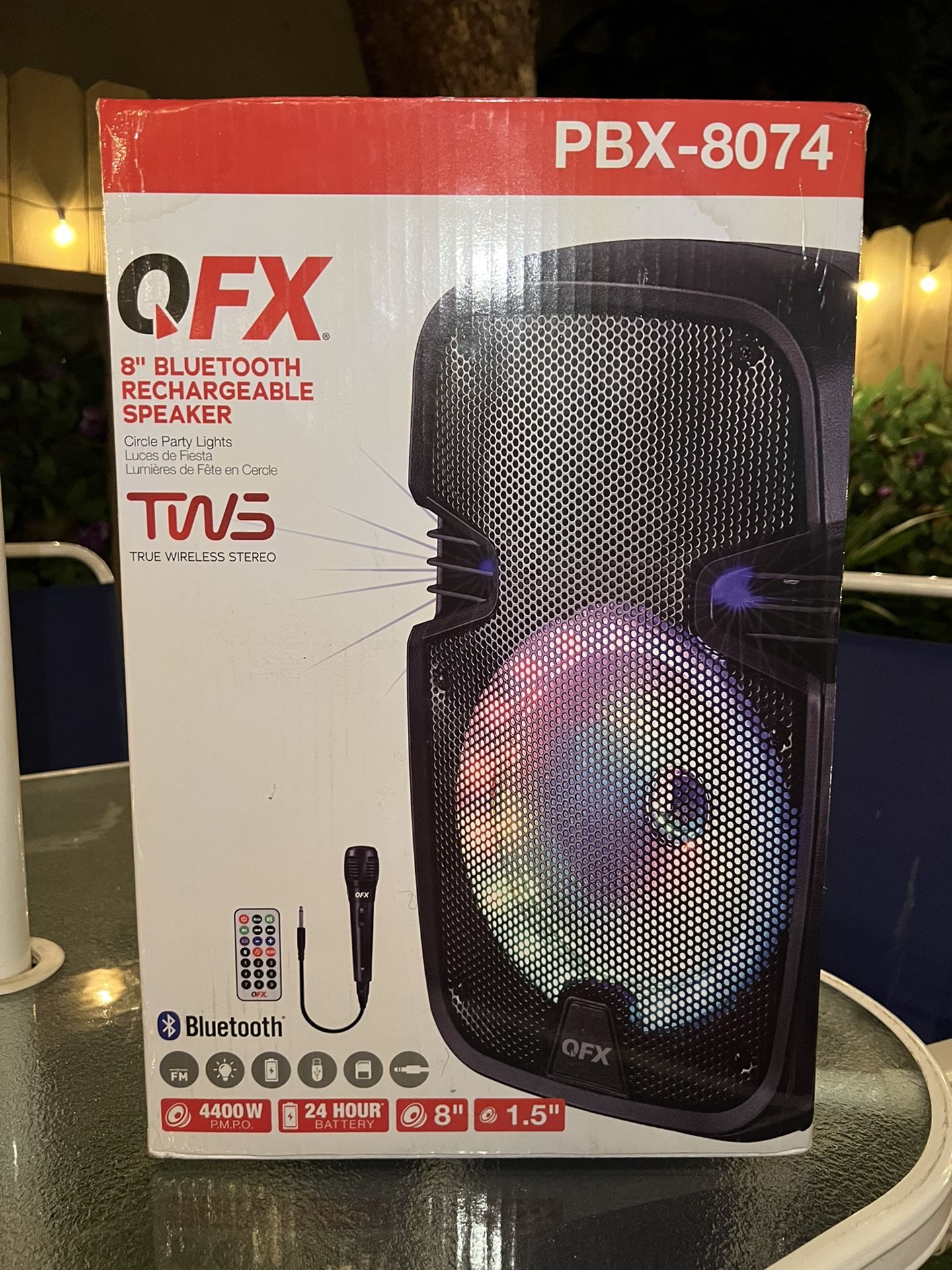 QFX 8” Bluetooth Rechargeable Speaker