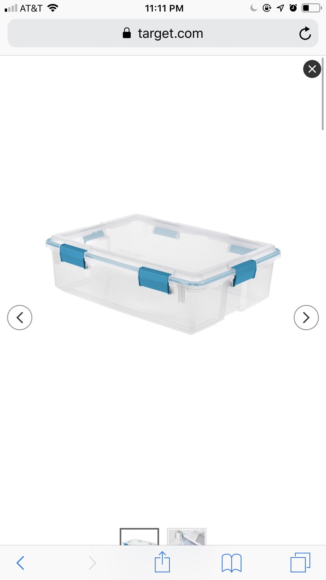 Sterilite 37 Qt Gasket Box Clear with Blue Latches 24"x18"x7"