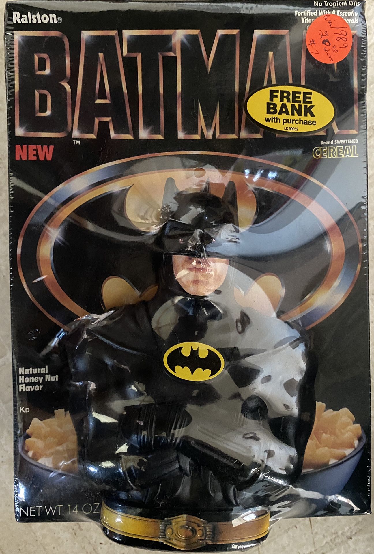 Vintage 1989 Ralston BATMAN Cereal Box Collectible Coin Bank Toy (SEALED)