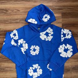 Royal Blue Denim Tear Hoodie 