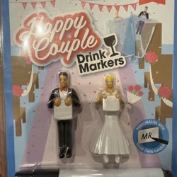 🥂 NPW Happy Couple Drink Markers – Bride & Groom Set