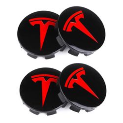 4 Pcs Tesla Emblem Wheel Center Hub Caps Rim Fit Tesla Model 3 X S 