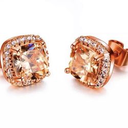 Rose Gold Plated Crystal Stud Earrings
