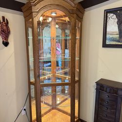Corner Curio Cabinet Soild Wood