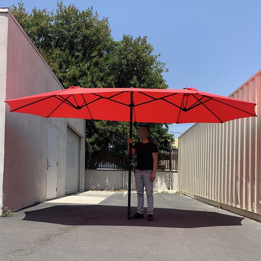 $95 (Brand New) Large 15 ft double sided umbrella outdoor patio garden yard (weight base not included)