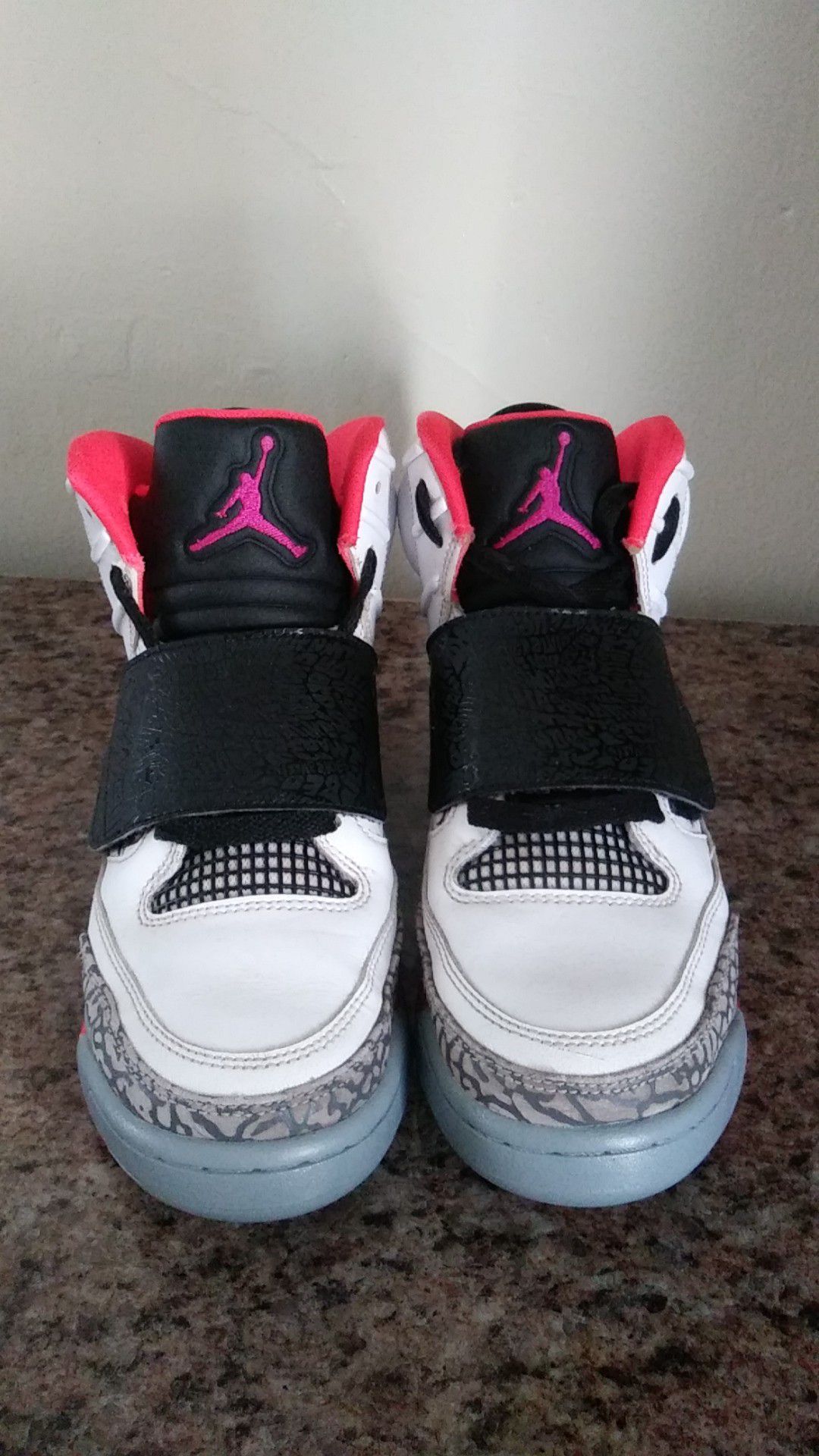 Two pairs for one price Boys white and gray infrared Jordans boys size 5.5 youth
