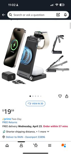 Magnetic Wireless Mag-Safe Charging Station, 3 in 1 Fast Max Charging for iPhone 16 15 14 13 12 Pro Max Plus, Charger Stand for Apple Watch Series & A
