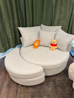 Round Oversized Swivel Chair with Ottoman
