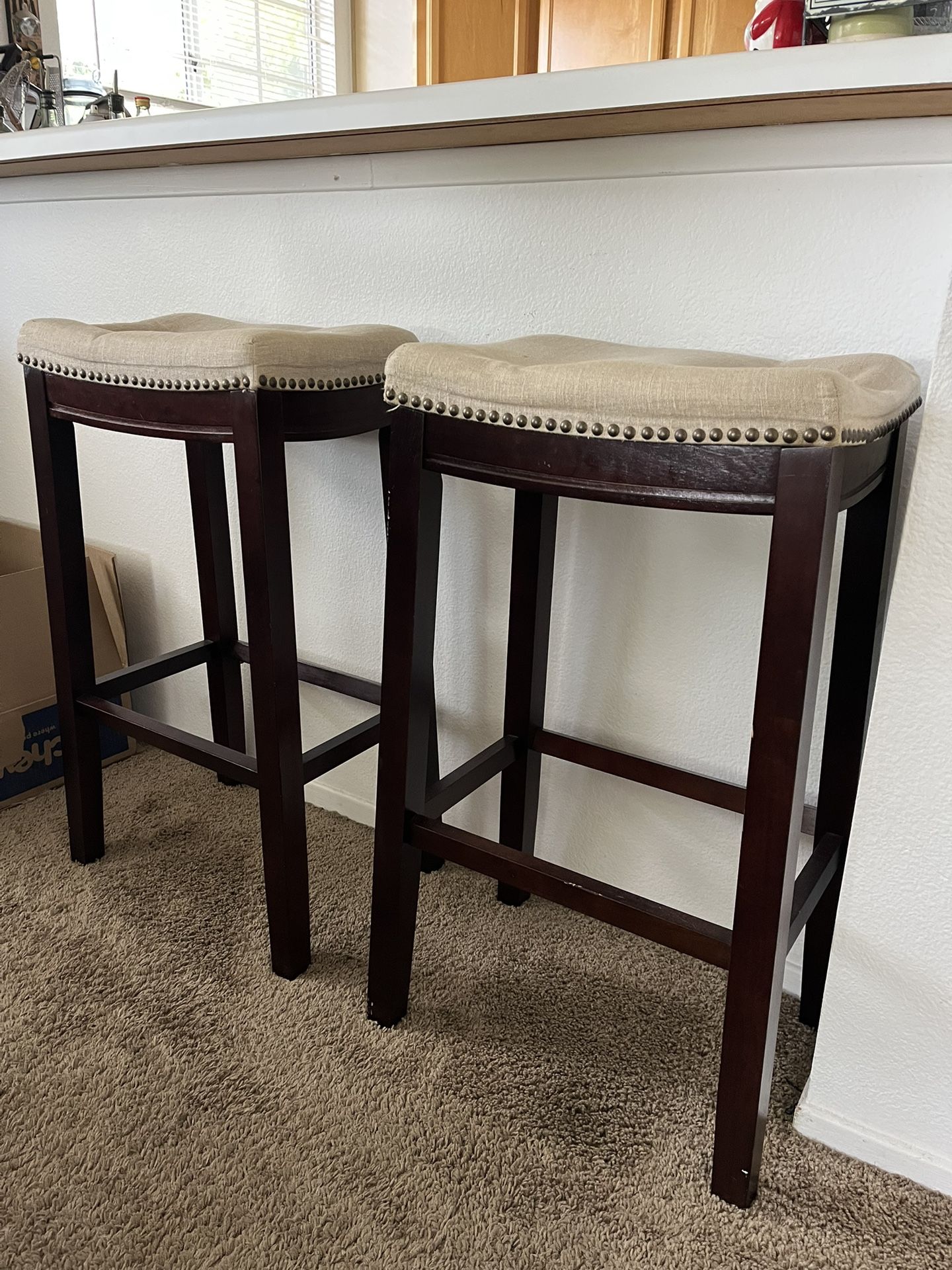 Wooden Bar Stools L18” W12” H32”