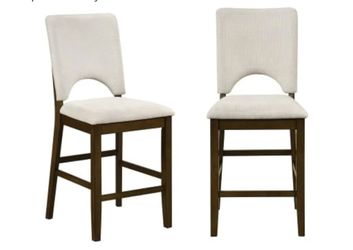 STAPERFO Counter Height Chairs Set of 2, Upholstered Light Beige Fabric Dining Chairs with Comfort Backrest, Modern Kitchen and Dining Room Furniture,