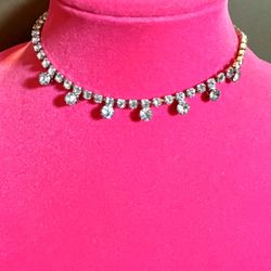 Vintage Blue Rhinestone Necklace