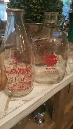 Vintage Glass Milk Bottles/ Jugs
