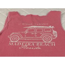 Comfort Colors Madeira Beach Florida Tank Top Pink Cotton Graphic Small