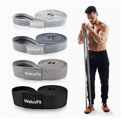 Pull Up Assistance Bands, Well Fabric Resistance Bands Set, Long Stretch Workout Exercise Bands(Set of 4)-Non Rolling Up, Non Slip for Home & Gyms