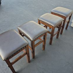 Faux Leather & Wood Dining Room Stools