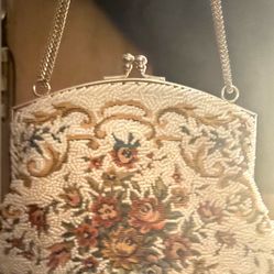1960 Vintage Walborg Floral Tapestry Evening Bag