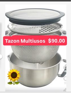 Tazon Multiusos Guarda Comidas Sedaso Rayador Varias Funciones Acero Inoxidable $90.00 Especial Princess House  Ventas Finales