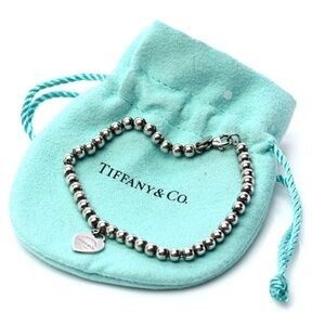 TIFFANY Sterling Silver Enamel 4mm Return to Tiffany Heart Tag Bead Bracelet