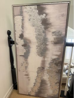 Large Neutral Abstract Framed Wall Art