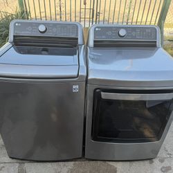 Lg Stainless Steel Washer And Dryer Electric Matching Set 