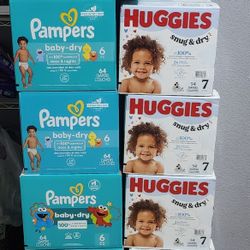 Huggies And Pampers Size 6 And 7 $23 EACH BOX
