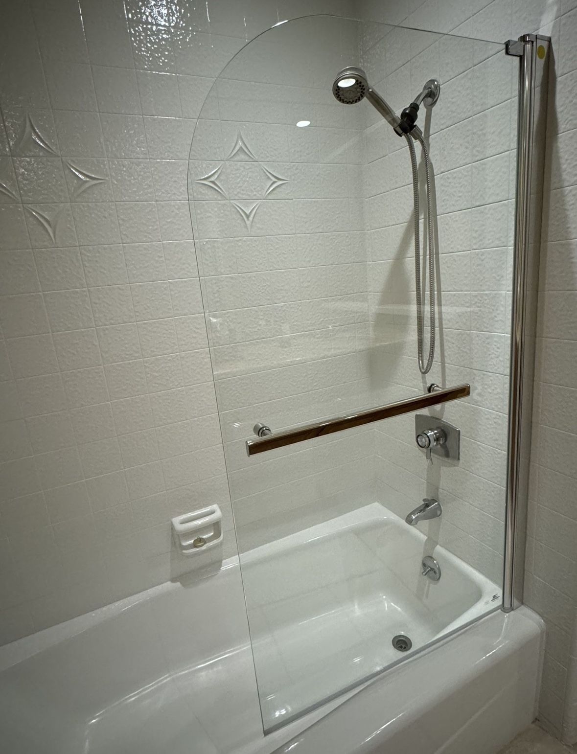 European Style Frameless Glass Swing Tub Door w/Chrome Accents