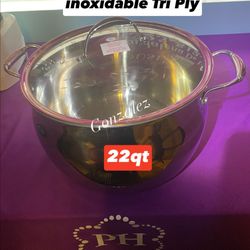 Olla 22 Qts Acero Inoxidable Tri- Ply
