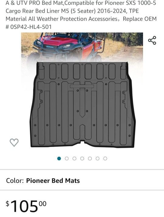 Mat For Pioneer Sxs 1000