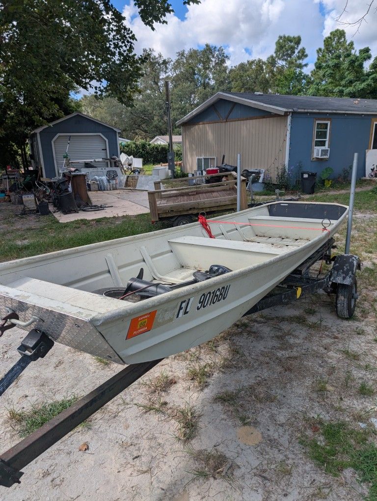 Jon Boat Trolley Motor Trailer And Battery