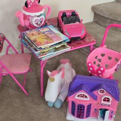 Kids Table, Chair, Books, Pool House, Tea Set