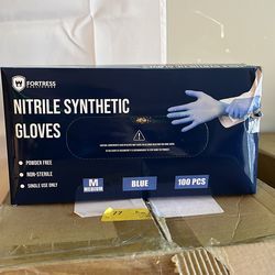 Blue Nitrile Synthetic Gloves 100pcs Size M (READ DESCRIPTION)
