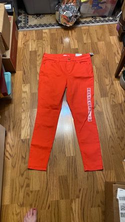Old Navy Stretch Red-Orange Jeans, Rockstar Super Skinny, Woman Size 14